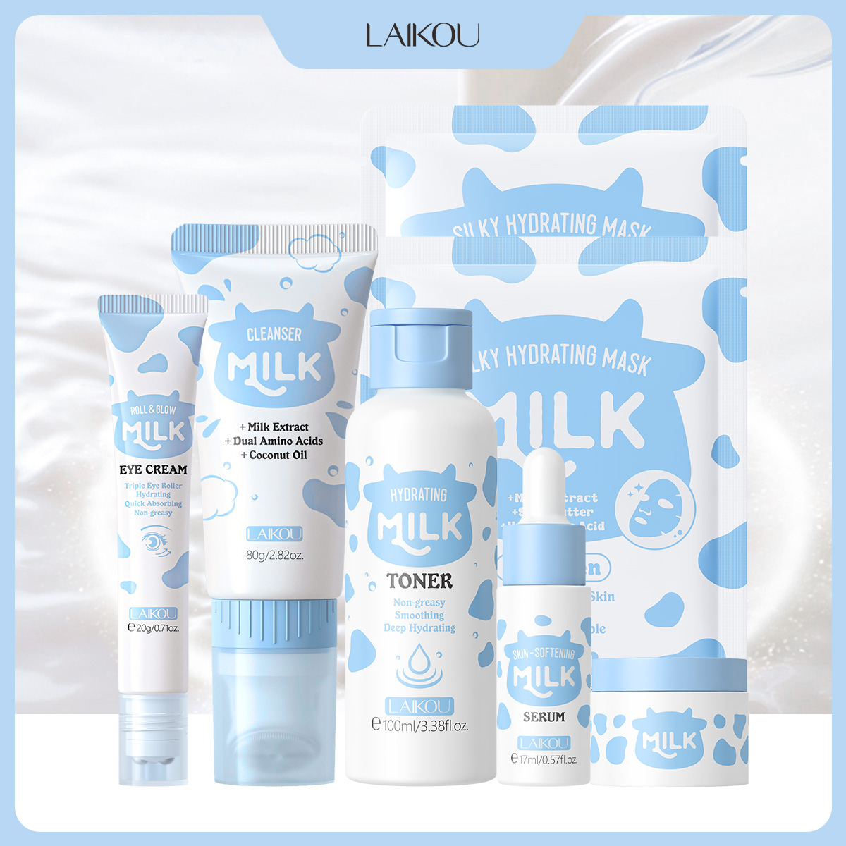 Skincare Glow Glowing - LAIKOU 6 Parça Süt Nemlendirici Cilt